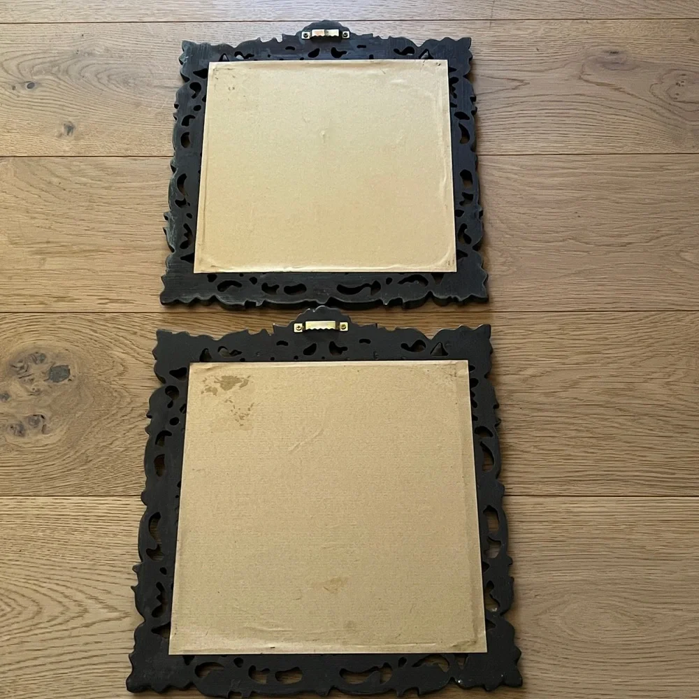 Cool Gunmetal Gray Floral Wall Mirror Set